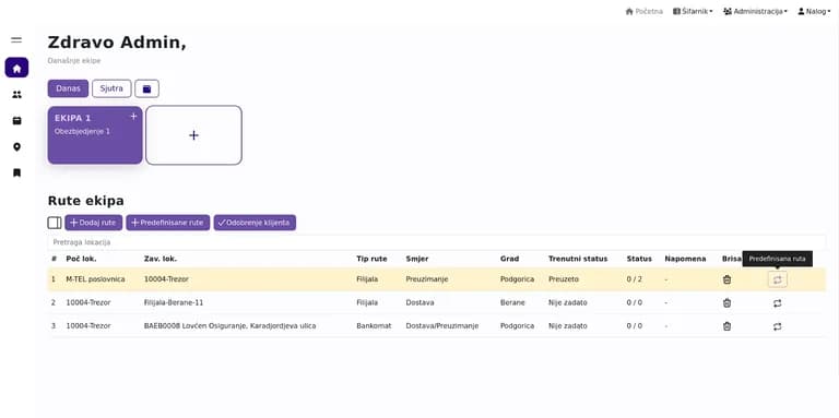 IS Amanet – ekran aplikacije