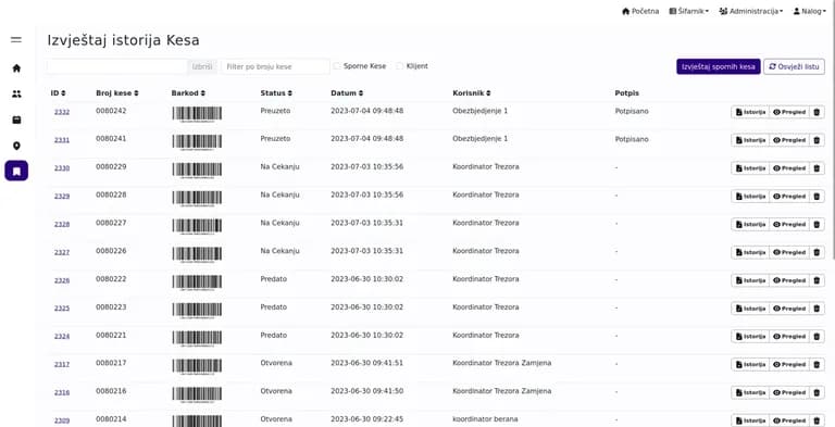 IS Amanet – ekran aplikacije