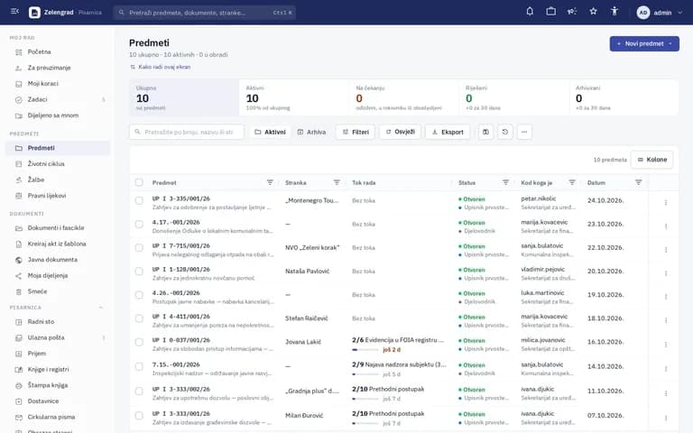 B-DOC CMS – ekran aplikacije