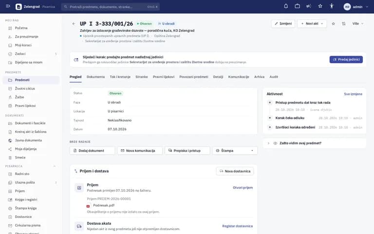 B-DOC CMS – ekran aplikacije