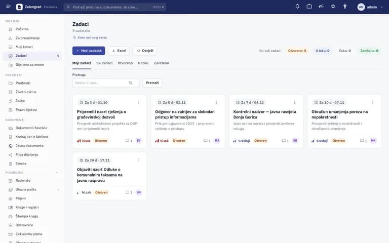 B-DOC CMS – ekran aplikacije