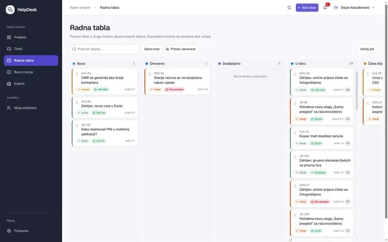 B-ONE HelpDesk – ekran aplikacije