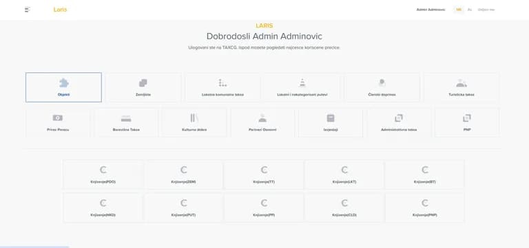 LARIS – ekran aplikacije