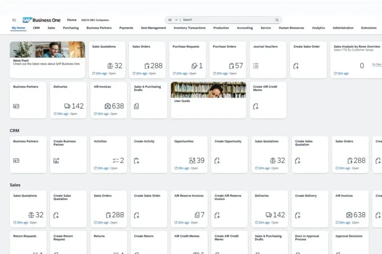 SAP Business One – ekran aplikacije