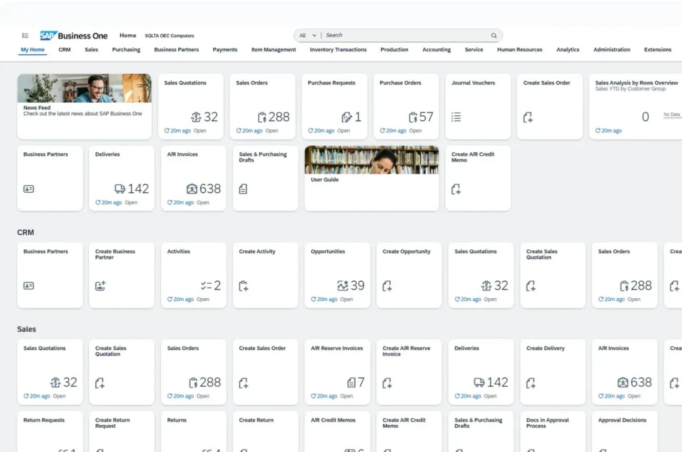 SAP Business One – ekran aplikacije